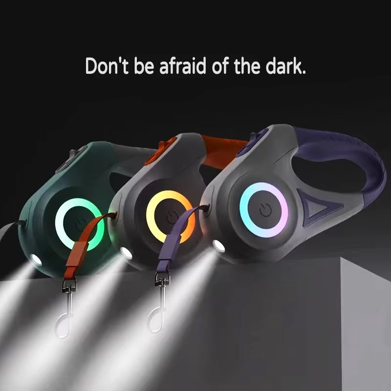 GlowPaw LED FlexiLeash – Light-Up Retractable Leash for Pets of All Sizes